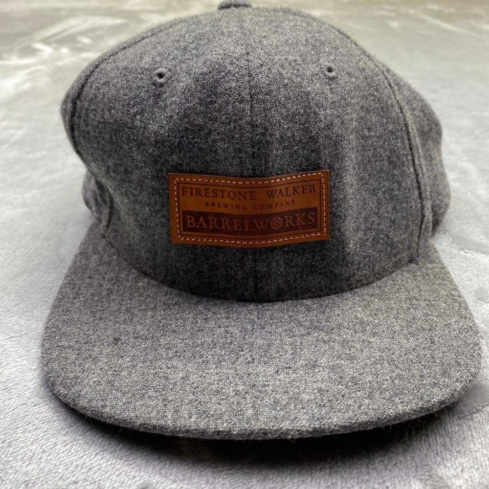Firestone Walker Barrelworks‎ Snapback Hat Gray Wool Leather Patch Adjustable